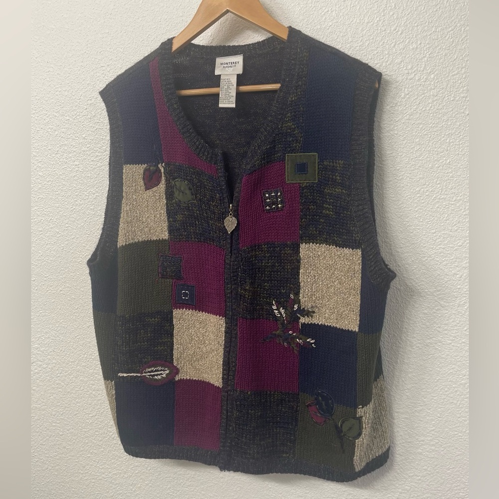Koret Multicolor Patchwork Sweater Vest With Embr… - image 3